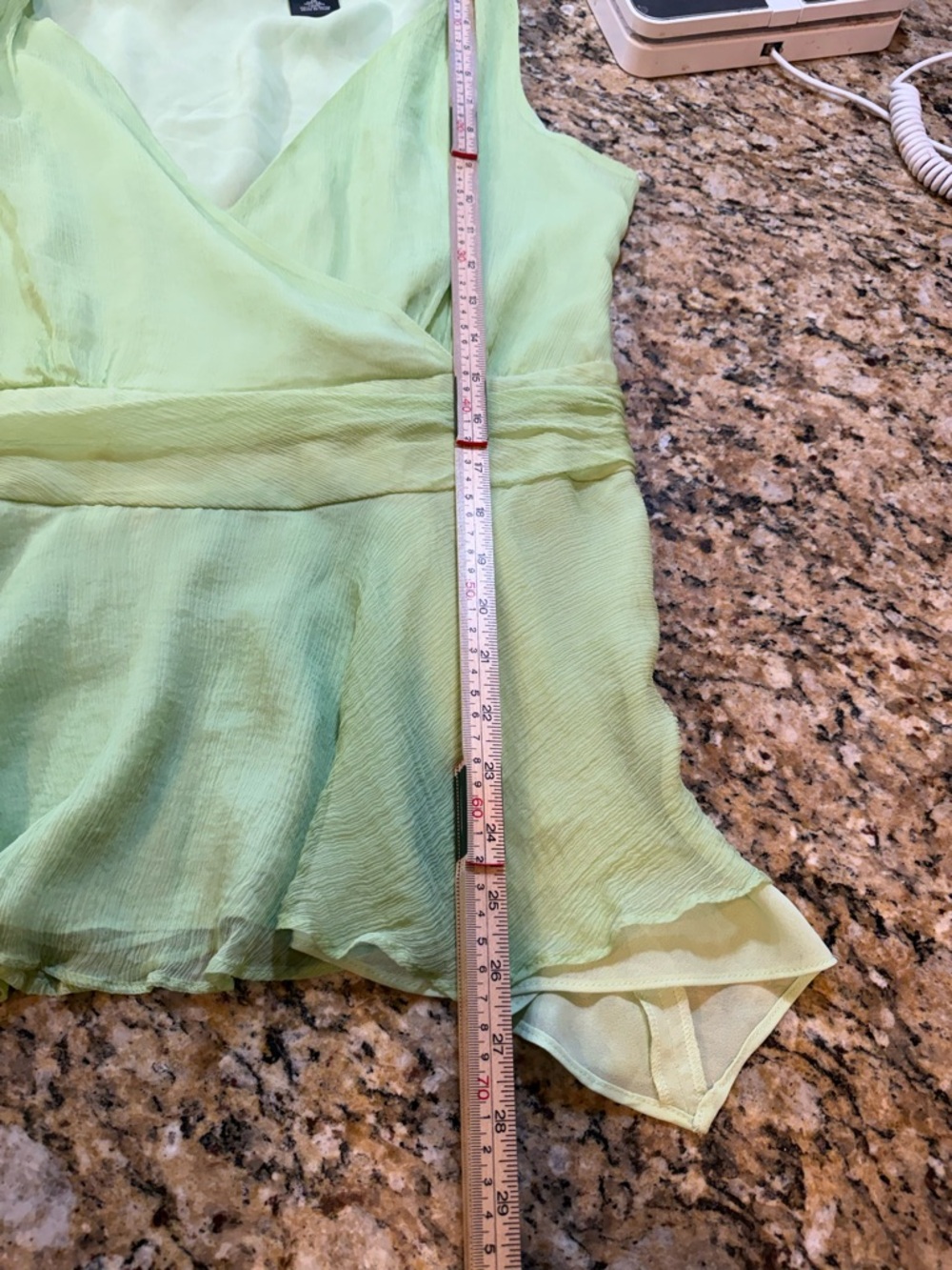 Nicole Miller y2k 2000s green sleeveless silk blouse shark bite hem size 16 - Picture 6 of 6